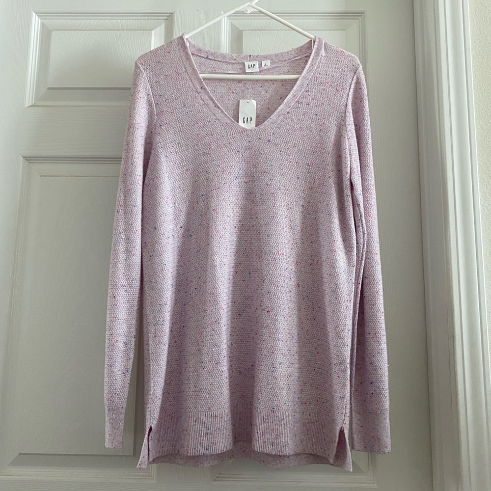 NWT GAP Speckled V-neck Knit Sweater sz S